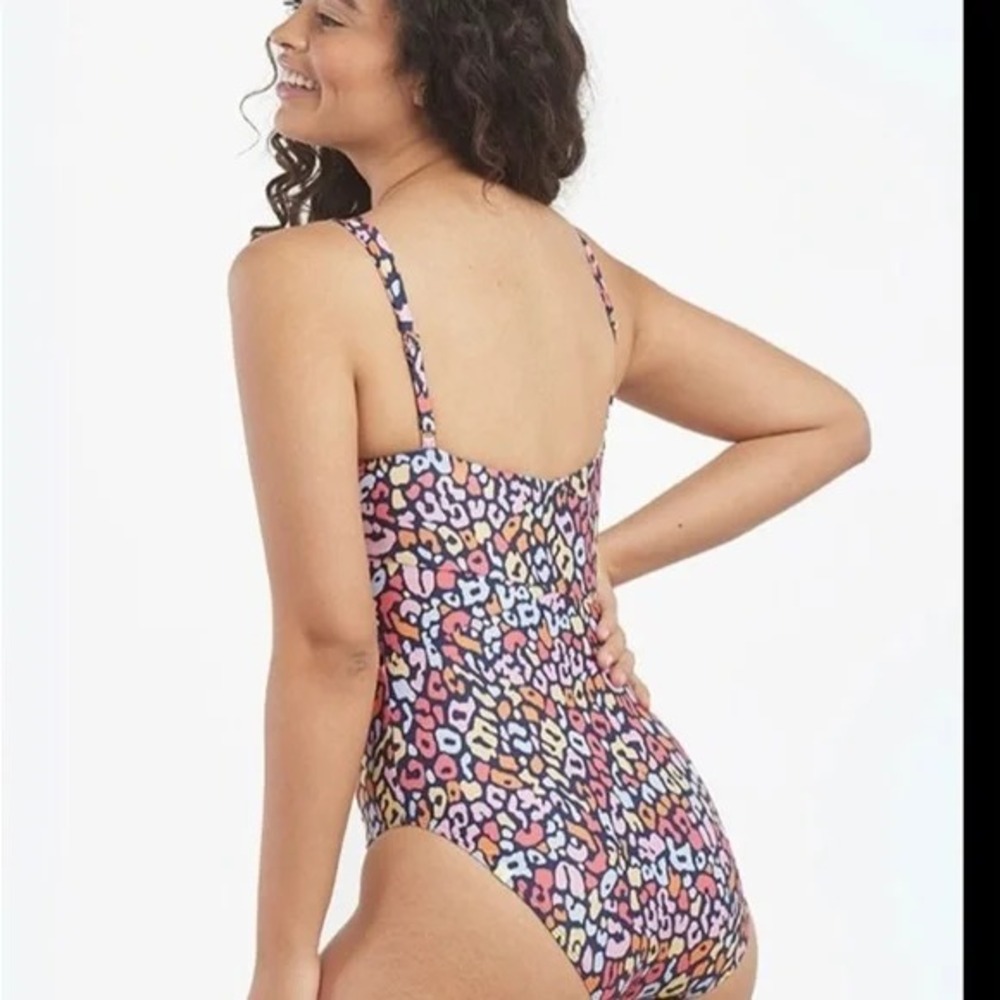 Summersalt Wide Strap Oasis One Piece Swimsuit Multicolored Leopard Swim Sz 12 - Picture 3 of 8